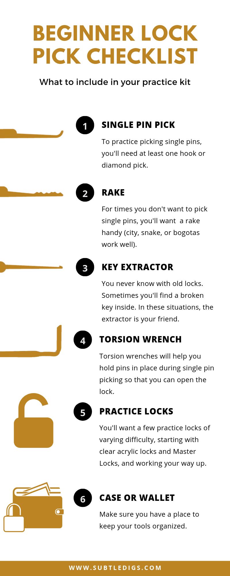 Beginner Lock Pick Tools Checklist