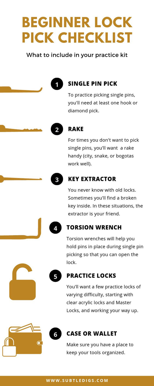 Beginner Lock Pick Tools Checklist